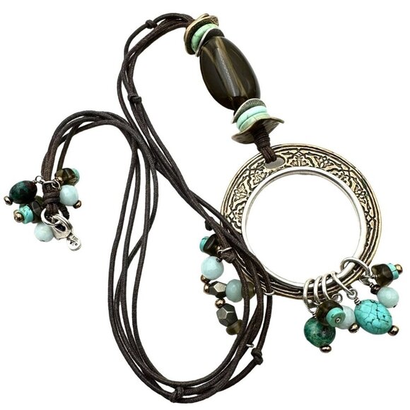 SILPADA Howlite Amazonite Charm Necklace N1892 Sterling Beaded 26” - Picture 1 of 3